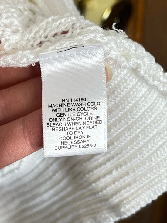 Liz Claiborne Open Knit Cardigan White Lightweight 3X - Picture 4 of 5